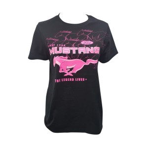 Ford-Mustang-Shop - Pink-Pony - Girls T-Shirt - black with pink Ford-Mustang Logo print - front